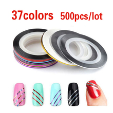 500pcs 37colors Hot Metallic Yarn Line Rolls Striping Tape Adhesive 3D Nail Art Beauty Sticker Decoration Wholesale 2024 - buy cheap