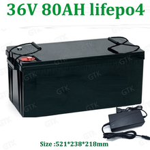 Литиевая батарея GTK 36 в 80 Ач lifepo4 для 1500 Вт, инвертор для электровелосипеда, скутера, тележки для гольфа, вилочного погрузчика + зарядное устройство 10 А 2024 - купить недорого
