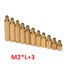M2 3-40 3mm Brass Round standoff spacer Female Female M2 Threaded Brass Stud Copper for PCB board, spacing screws, for female, m2*l+3mm Brass standoff spacer, under 50pcs 2024 - buy cheap