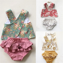 Newborn Baby Girls Outfit Clothes Romper Tops T-shirt+Shorts Pants Set Hot New Baby Girl Clothes Floral Printed Vest+Tutu Short 2024 - buy cheap