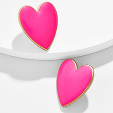 Модные милые серьги в форме сердца, металлические серьги-гвоздики в форме сердца для девушек, женские массивные ювелирные изделия, подарок, черный/белый/розовый/желтый 2024 - купить недорого