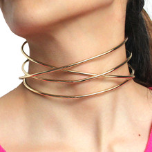 UKMOC Fashion Alloy Torques Choker Necklaces For Women New Metal Collar Statement Necklace Maxi Jewelry Bijoux #4392 2024 - купить недорого