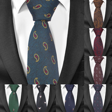 Gravatas masculinas de 7cm de largura, gravatas da moda com estampa de caxemira, jacquard, finas, para casamento, floral, gravata de pescoço para homens 2024 - compre barato