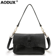 Женская сумка-мессенджер Aodux, из 100% натуральной кожи с рисунком аллигатора 2024 - купить недорого