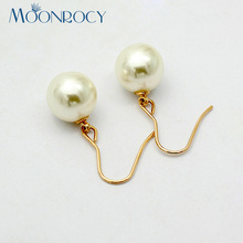 MOONROCY Free Shipping Fashion Jewelry Austrian White Grey Gold Color Imitation Pearl Earrings Hook For Women Gift 2024 - buy cheap