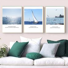 Abstract Nordic Simple Ocean Sailboat Poster Canvas Wall Art Paintings Print Wall Pictures Living Room Home Decor 2024 - buy cheap