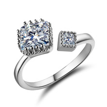 Hainon moda Color plata nuevos anillos para mujeres Simple encanto cuadrado zirconio ajuste tamaño anillos joyería romántica anillos de boda 2024 - compra barato