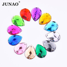 JUNAO 10*14mm 13*18mm Mix Color Sew On Acrylic Rhinestones Drop Shape Clear AB Crystal Stones Sewing Flatback Beads For Clothes 2024 - купить недорого