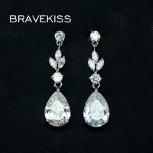 BRAVEKISS wedding bridal cz crystal big water drop dangling chandelier earrings for women grande aretes mujer moda BUE0073 2024 - buy cheap
