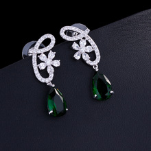 Flower Crystal Water Drop CZ Earrings for Women Brand big long geometric earrings party jewellery 2024 - buy cheap