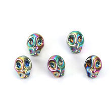 Doreen Box Glass Beads Skull Punk Style Beads About 10mm( 3/8") x 8mm( 3/8"),Hole: Approx 1.2mm, 1 Packet (Approx 40 PCs/Packet) 2024 - buy cheap