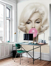 3d Marilyn Monroe blowing bubble mural fresco 3d brick wall mural 3D wall photo mural wallpaper sofa background 2024 - buy cheap