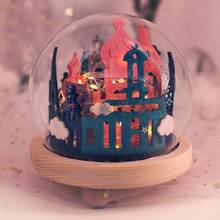 DIY Mini Landscape Castle Theme Glass Cover Decoration Craft With Light for Home Decor Handmade Birthday Gift Felt DIY Package 2024 - buy cheap