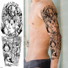 Водостойкая временная татуировка на рукавах большие черные татуировки Временные татуировки для мужчин Татуировка Череп механические татуировки водонепроницаемые 2024 - купить недорого
