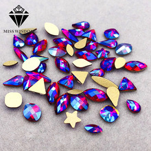 Free shipping Random mixing 20pcs/50pcs flatback nail art Red AB glass crystal glue on nail rhinestones DIY Accessories 2024 - buy cheap