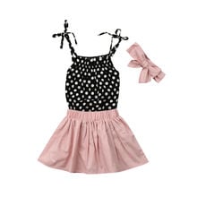 Cute Infant Baby Girl 0-24M Summer Clothes Sets Princess Dots Romper Skirt Headband 3Pcs 2024 - buy cheap