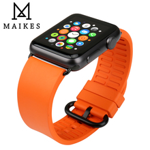 MAIKES Watch Accessories Silicone For Apple Watch Strap 44mm 40mm fluorocarbon Rubber iWatch 4 3 2 1 Apple Watch Band 42mm 38mm 2024 - buy cheap