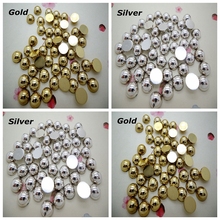 Free Shipping 12mm 50Pcs Gold And Silver/GoldCraft ABS Half Round Flatback Pearls,Loose Imitation Pearl Beads For DIY Decoration 2024 - buy cheap