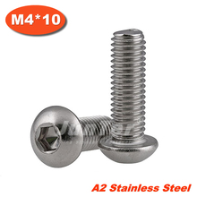 100pcs/lot ISO7380 M4*10 Stainless Steel A2 Hexagon Socket Button Head Screws 2024 - buy cheap