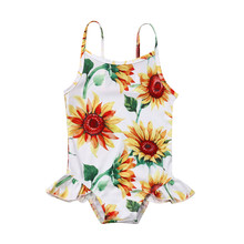 Kids Toddler Baby Girl SunFlower Swimwear Beachwear Summer Fashion Baby Girl Sleeveless Strap Ruffle Tutu Sunsuits 0-24M 2024 - buy cheap