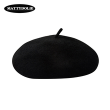 MATTYDOLIE  Winter Hats For Women Beret Solid Color Autumn Hat Warm Woolen Cap Knit Wild Wool Retro Painter Hat 2024 - buy cheap