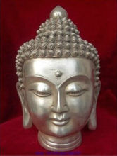 Estatueta do budismo tibetano 100%, cabeça de buda shakyamuni de cobre branco, estatueta de decoração de jardim em bronze real 2024 - compre barato