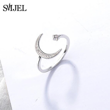 SMJEL-anillo abierto de plata con forma de luna y Estrella, sortija ajustable, Diamante de imitación, joyería 2024 - compra barato