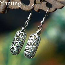 Yanting-pendientes hechos a mano para mujer, aretes de flores huecas de color plateado antiguo, estilo chino, Vintage, 0125 2024 - compra barato