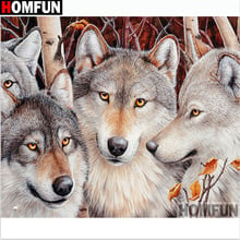 HOMFUN Full Square/Round Drill 5D DIY Diamond Painting "Animal wolf" Embroidery Cross Stitch 5D Home Decor A14228 2024 - buy cheap