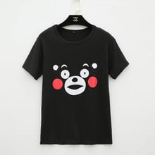 Милая футболка для косплея Kumamon, топ унисекс с коротким рукавом, аниме футболка из 100% хлопка, аниме косплей футболка, черный топ анимэ косплей костюмы 2024 - купить недорого