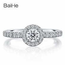 BAIHE Solid 10K White Gold 0.25ct Certified Round cut White Moissanite Engagement Women Trendy Jewelry Gift Fashion Classic Ring 2024 - buy cheap