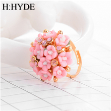 H:HYDE-Anillos de boda de moda para Mujer, joyería femenina de flores rosas, 7 colores, estilo veraniego 2024 - compra barato