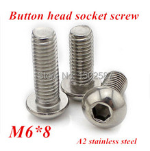Tornillo/perno de cabeza de botón, M6 x 8, A2-70, ISO7380, SUS304, acero inoxidable, M6 X 8mm, 100 unids/lote 2024 - compra barato