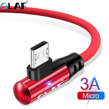 Кабель Micro USB OLAF 3A, 90 градусов, быстрая зарядка, зарядный кабель Microusb для Samsung S7 Xiaomi Redmi Note 5 Pro Huawei LG Android 2024 - купить недорого