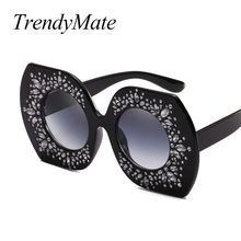 TrendyMate-gafas de sol con diamantes de imitación para dama, lentes de sol con montura cuadrada de gran tamaño, marca de lujo, color negro y rosa, Uv400 1161T 2024 - compra barato