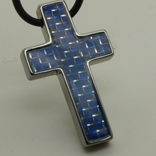 men/women jewelry  blue carbon fiber cross  hi-tech scratch proof  tungsten pendant necklace 2024 - buy cheap