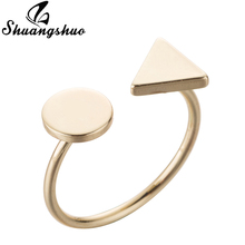 Shuangshuo готические треугольные круглые обручальные кольца геометрические кольца для женщин аксессуары розовое золото обручальные кольца бижутерия 2024 - купить недорого