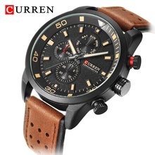 CURREN-reloj analógico para hombre, cronógrafo de cuarzo, resistente al agua, militar, deportivo, de cuero 2024 - compra barato