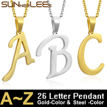 Sunnerrevenda, joias da moda, 26 letras a ~ z, aço/cor dourada, pingente de corrente opcional para homens e mulheres, lp04 2024 - compre barato