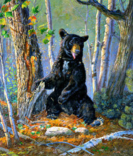 Frete grátis tela de pintura a óleo desenho animal preto urso floresta paisagem impressão em tela arte decoração de parede 2024 - compre barato