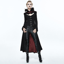 Casaco gótico palácio nobre, preto, vermelho, em relevo, longo, outono inverno feminino, punk, gola alta, sobretudo sexy 2024 - compre barato