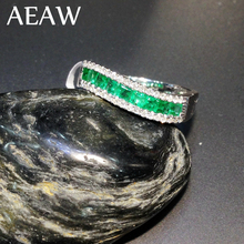 AEAW-anillo de compromiso de Esmeralda verde para mujer, anillo de oro blanco de 14k con piedra preciosa creada por la princesa laboratorio 2024 - compra barato