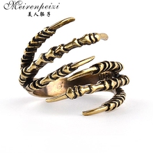 Новое модное латунное кольцо на костяшки пальцев в стиле панк-рок для мужчин и женщин, байкерское кольцо, кольцо из искусственной бронзы, кольцо с когтями дракона 2024 - купить недорого