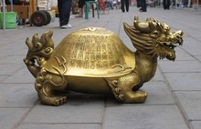 YM  321    China Brass Longevity calligraphy Dragon Turtle tortoise Lucky Fengshui statues 2024 - buy cheap