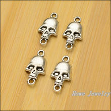 100 pcs Vintage Charms Skull Connector Pendant Antique silver Fit Bracelets Necklace DIY Metal Jewelry Making 2024 - buy cheap