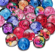 50 pçs/lote Padrão Rosa Flor Multi Color Glass Encantos 18mm Botão Snap Jóias Para 18mm Snaps Pulseira Snap Jewlery KZHM021 2024 - compre barato