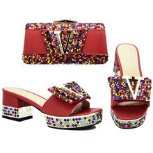 Zapatos y Bolsa DE BODA africana de alta calidad decorada con diamantes de imitación para mujer, zapatos con tacón, conjunto de juego 2024 - compra barato