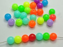 100 смешанных неоновых цветных акриловых круглых бусин 10 мм Гладкий шариковый разделитель 2024 - купить недорого
