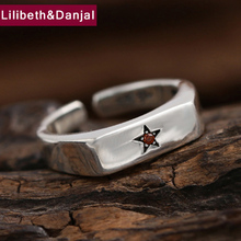 Smooth opening five-pointed star inlaid zircon ring 100% Real 925 sterling silver ring jewelry for men or women wedding ring GR2 2024 - buy cheap