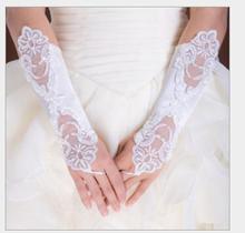 Hot Sale 5 Pairs Beaded Lace Bridal Gloves Fingerless Hollow Satin Wedding Accessories Noivas Embroidery Opera Glove LT078 2024 - buy cheap